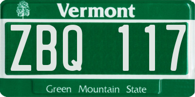 VT license plate ZBQ117