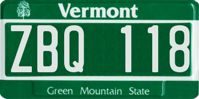 VT license plate ZBQ118