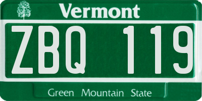 VT license plate ZBQ119
