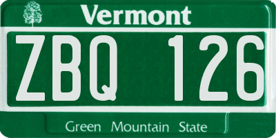 VT license plate ZBQ126