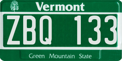 VT license plate ZBQ133
