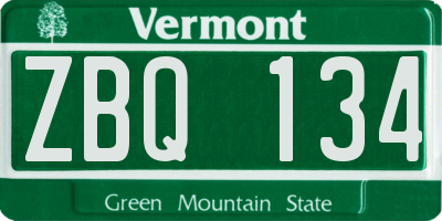 VT license plate ZBQ134