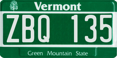 VT license plate ZBQ135