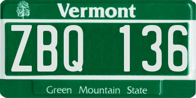 VT license plate ZBQ136
