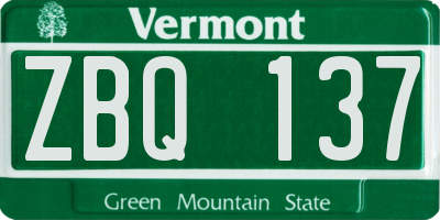 VT license plate ZBQ137