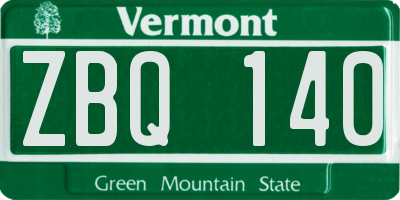 VT license plate ZBQ140