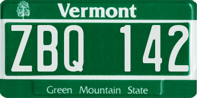 VT license plate ZBQ142