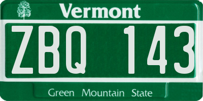 VT license plate ZBQ143