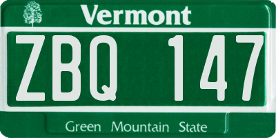 VT license plate ZBQ147