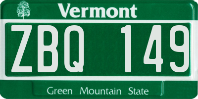VT license plate ZBQ149
