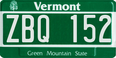 VT license plate ZBQ152