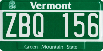VT license plate ZBQ156