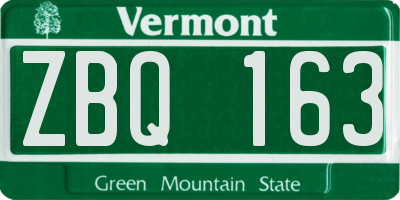 VT license plate ZBQ163