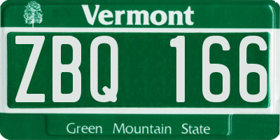 VT license plate ZBQ166