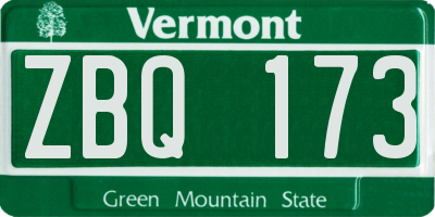 VT license plate ZBQ173