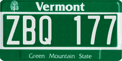 VT license plate ZBQ177