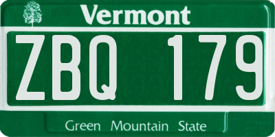 VT license plate ZBQ179