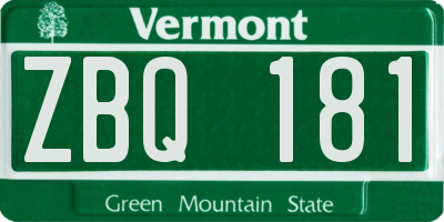 VT license plate ZBQ181