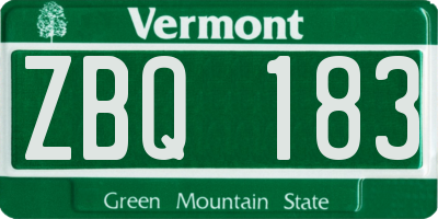 VT license plate ZBQ183