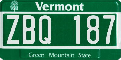 VT license plate ZBQ187