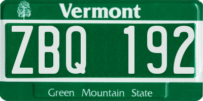 VT license plate ZBQ192