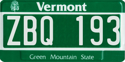 VT license plate ZBQ193
