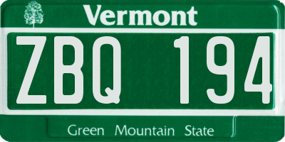 VT license plate ZBQ194