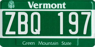 VT license plate ZBQ197