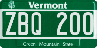 VT license plate ZBQ200