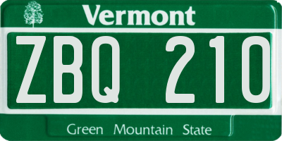 VT license plate ZBQ210