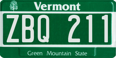 VT license plate ZBQ211