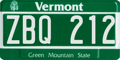 VT license plate ZBQ212