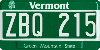 VT license plate ZBQ215