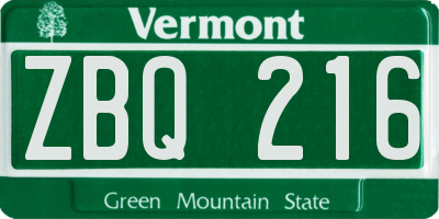 VT license plate ZBQ216