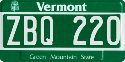 VT license plate ZBQ220