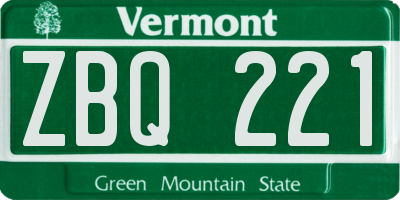 VT license plate ZBQ221