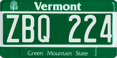 VT license plate ZBQ224