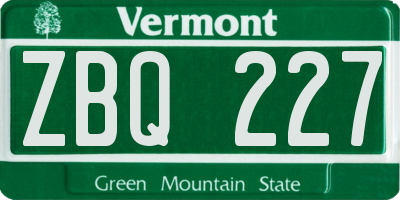 VT license plate ZBQ227