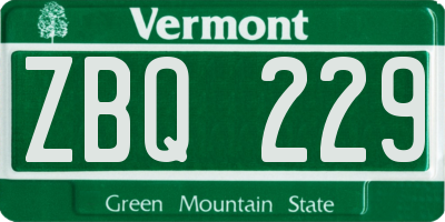 VT license plate ZBQ229