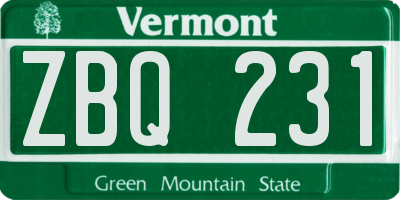 VT license plate ZBQ231