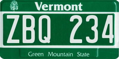 VT license plate ZBQ234