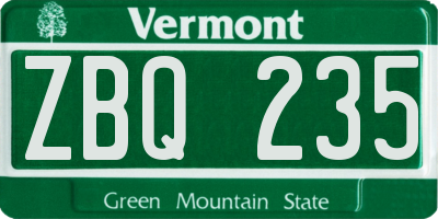 VT license plate ZBQ235