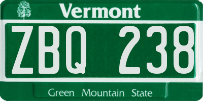 VT license plate ZBQ238