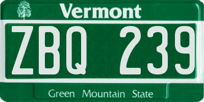 VT license plate ZBQ239