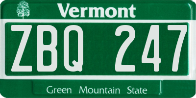 VT license plate ZBQ247