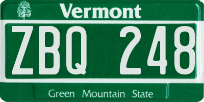 VT license plate ZBQ248