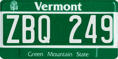 VT license plate ZBQ249