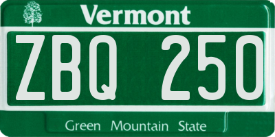 VT license plate ZBQ250