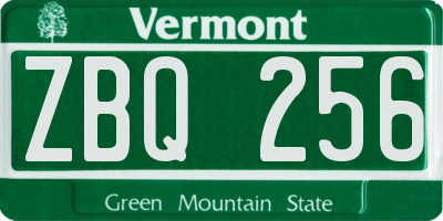 VT license plate ZBQ256