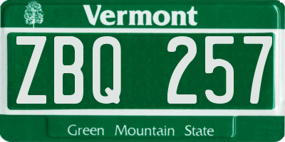 VT license plate ZBQ257